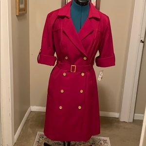 Neiman Marcus Red Dress with Gold Buttons